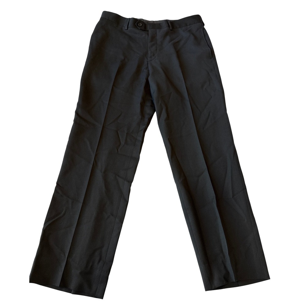 Pronto Uomo Platinum Mens Dress Pants Trouser 34 Black Wool Formal Business Work